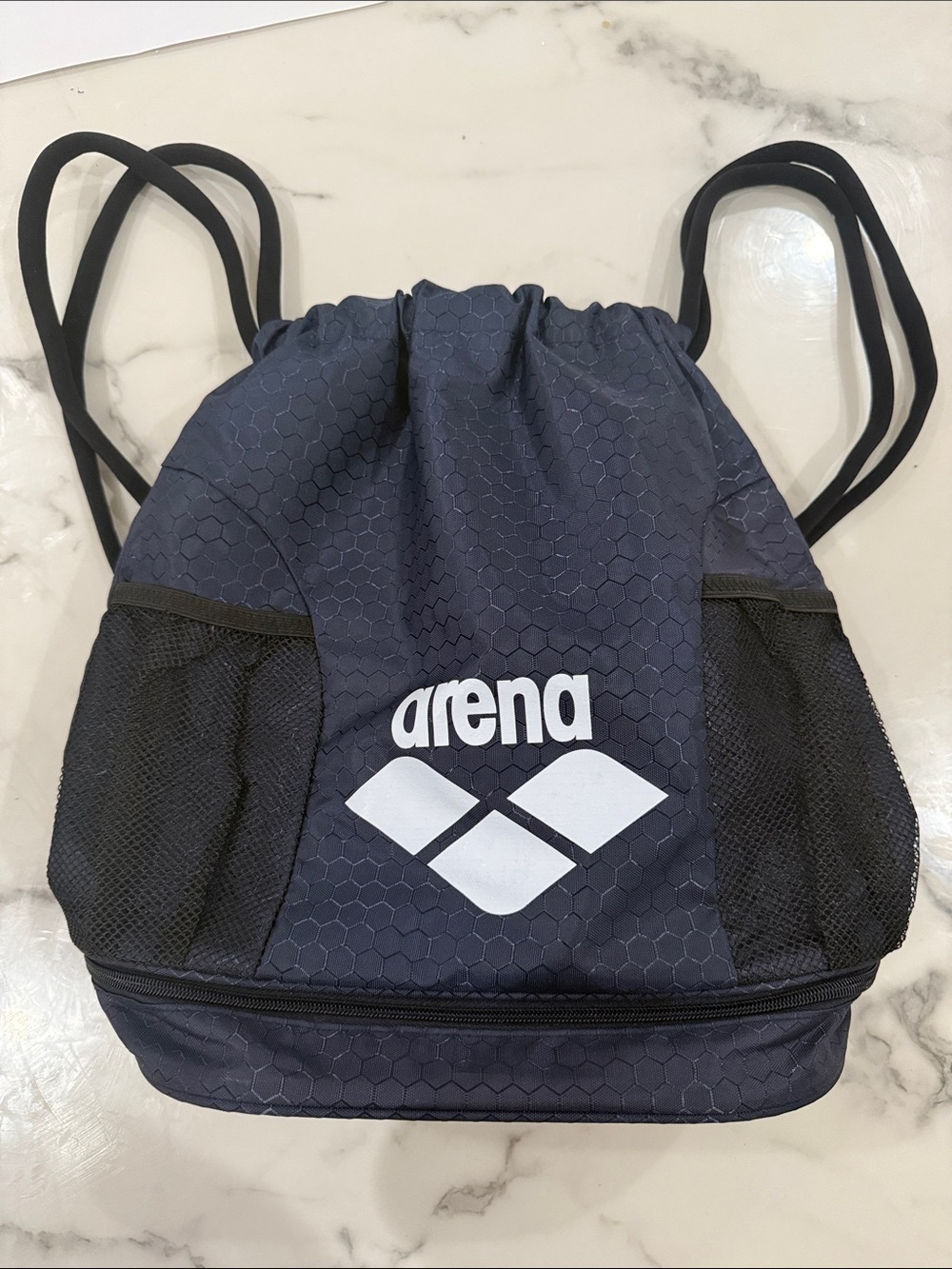 Arena swim backpack - Navy Blue - Drawstring Backpack with White Logo